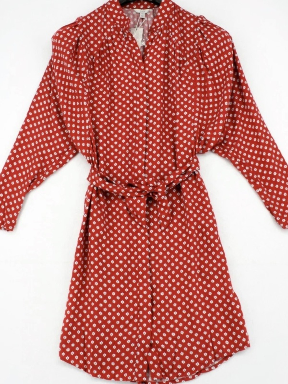 Joie Cottagecore Long Sleeve Fall Palette Tie-Waist Shirt Dress Desert Spice